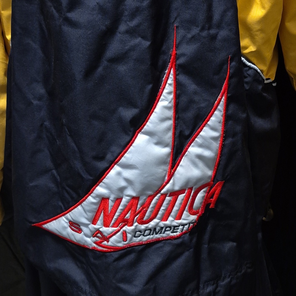 Vtg 90s Nautica Competition Men’s Sz S Sleeve Coat Jacket reversible Stow Hood - Picture 6 of 16